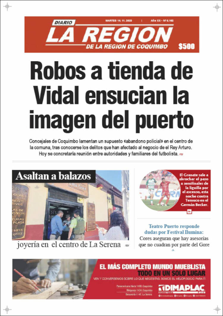 Portada de Diario La Región de Coquimbo (Chile)