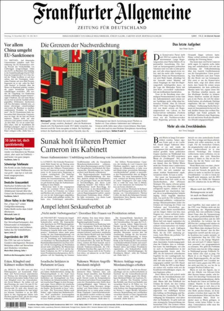 Portada de Frankfurter Allgemeine (Alemania)
