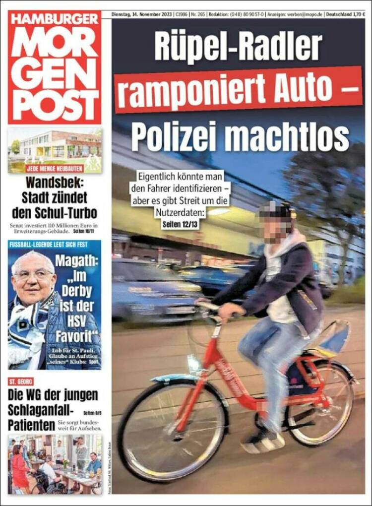 Portada de Hamburger Morgenpost  (Alemania)