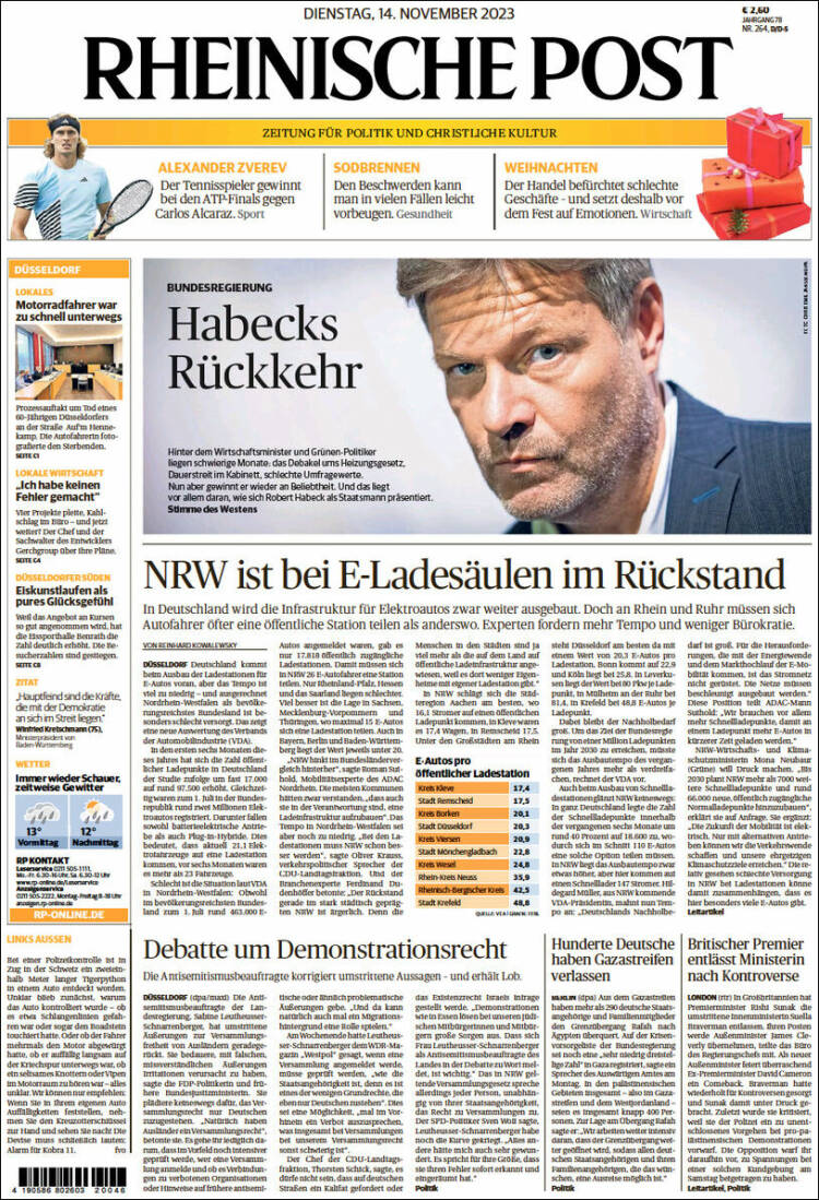 Portada de Rheinische Post (Alemania)