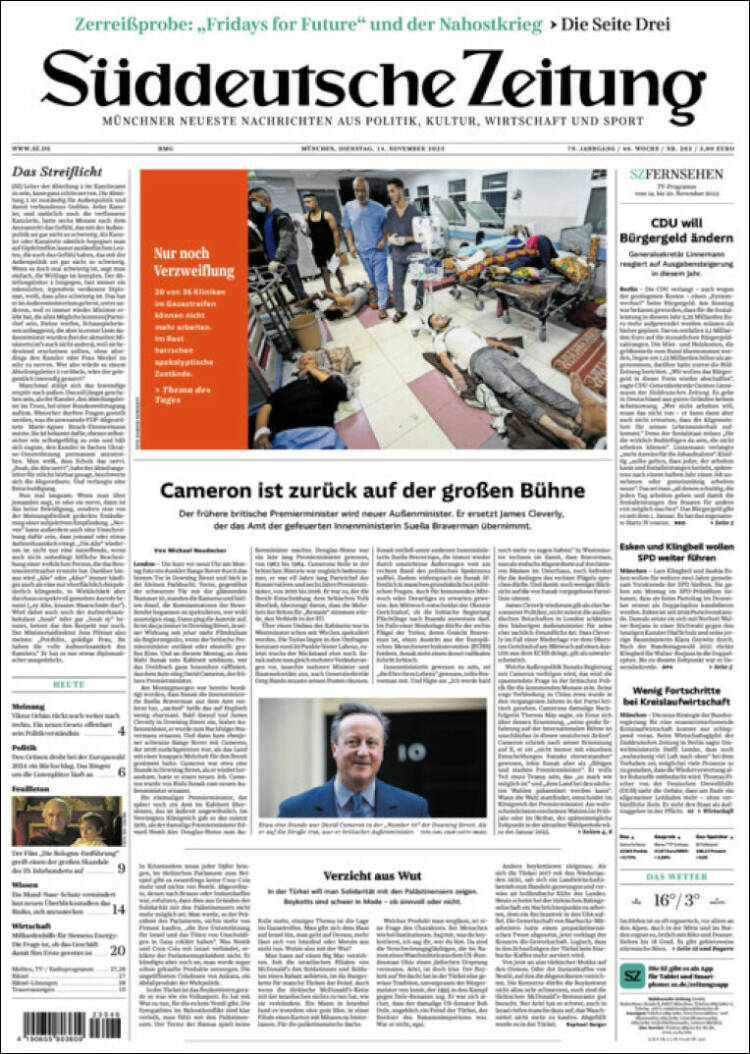 Portada de Sueddeutsche (Alemania)