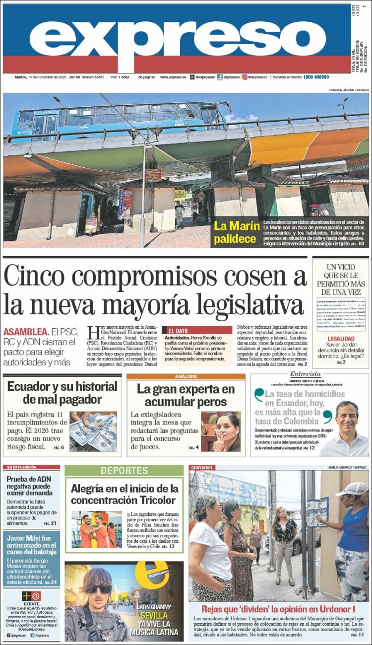 Portada de Expreso (Ecuador)