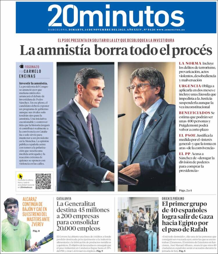 Portada de 20 Minutos - Barcelona (España)