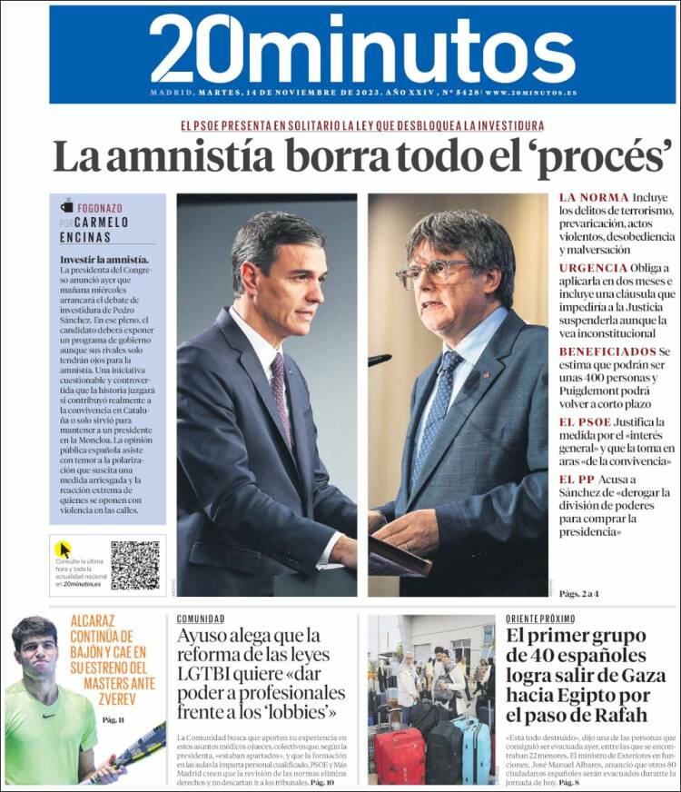 Portada de 20 Minutos - Madrid (España)