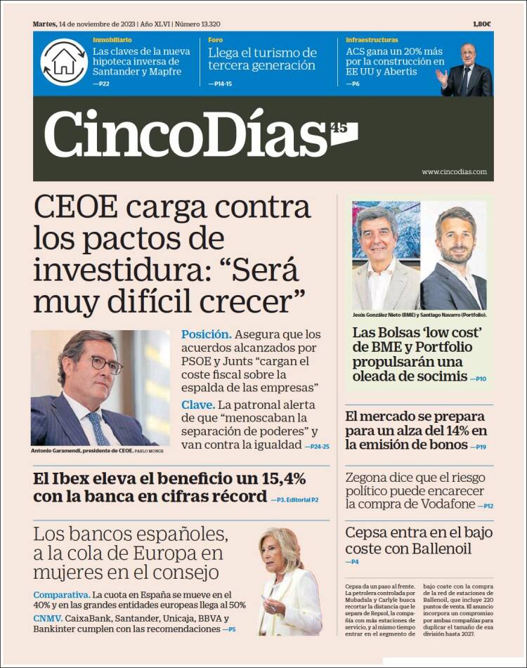 Portada de Cinco Días (Espa&ntilde;a)