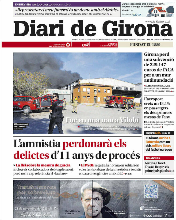 Portada de Diari de Girona (España)