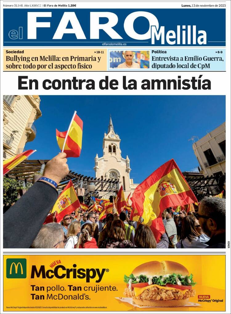 Portada de El Faro de Melilla (España)