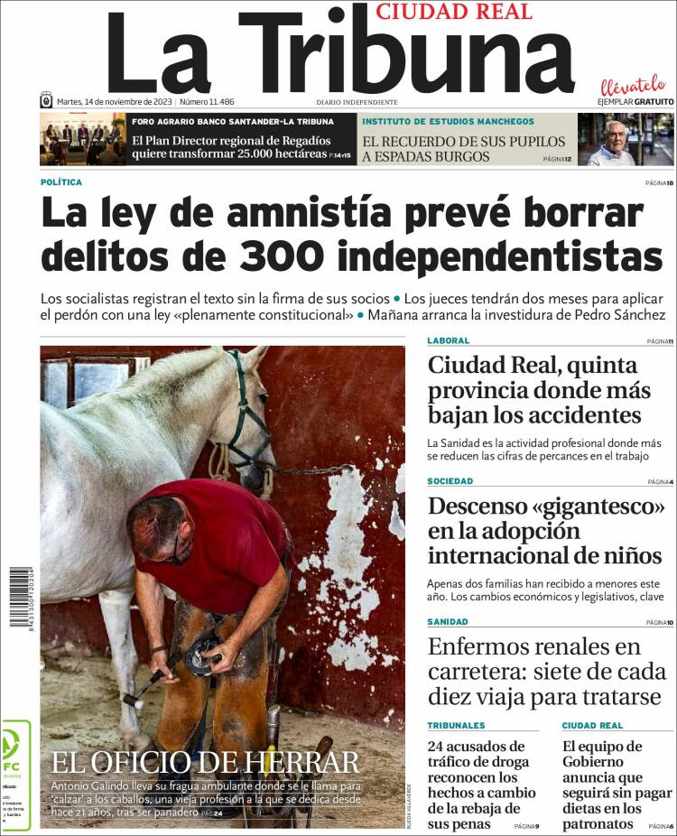 Portada de La Tribuna de Ciudad Real (España)