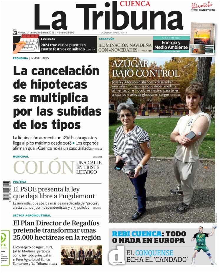 Portada de La Tribuna de Cuenca (España)