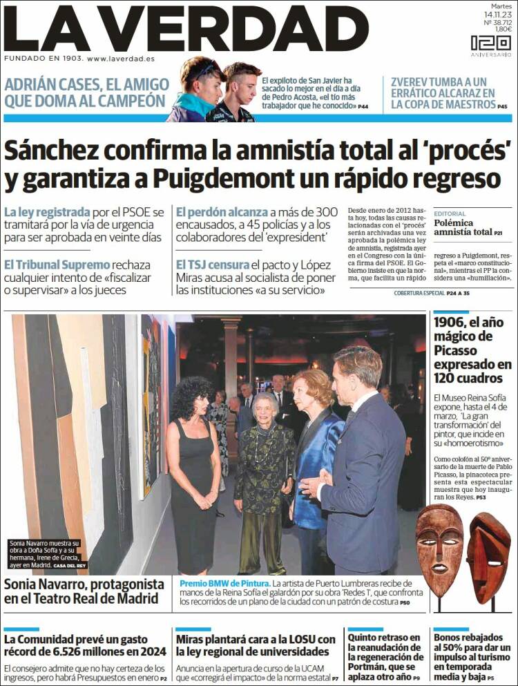 Portada de La Verdad de Murcia (España)