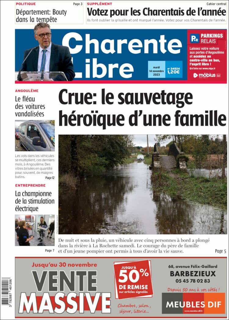 Portada de Charente Libre (Francia)