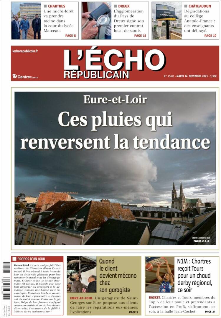 Portada de L'Echo Républicain (Francia)