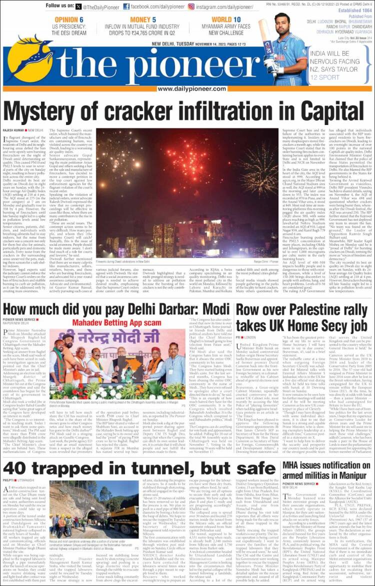 Portada de The Pioneer (India)