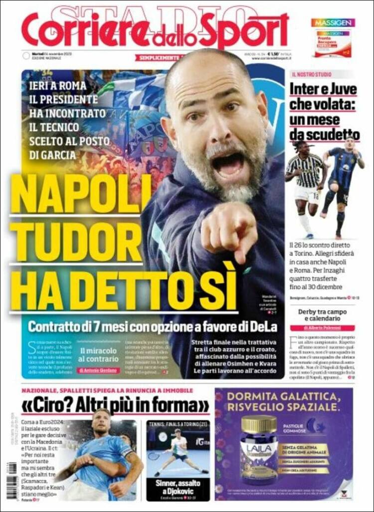 Portada de Corriere dello Sport (Italia)