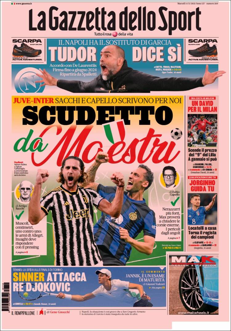 Portada de La Gazzetta dello Sport (Italia)