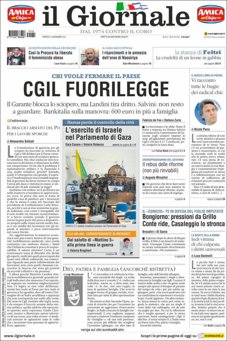 Portada de il Giornale (Italia)