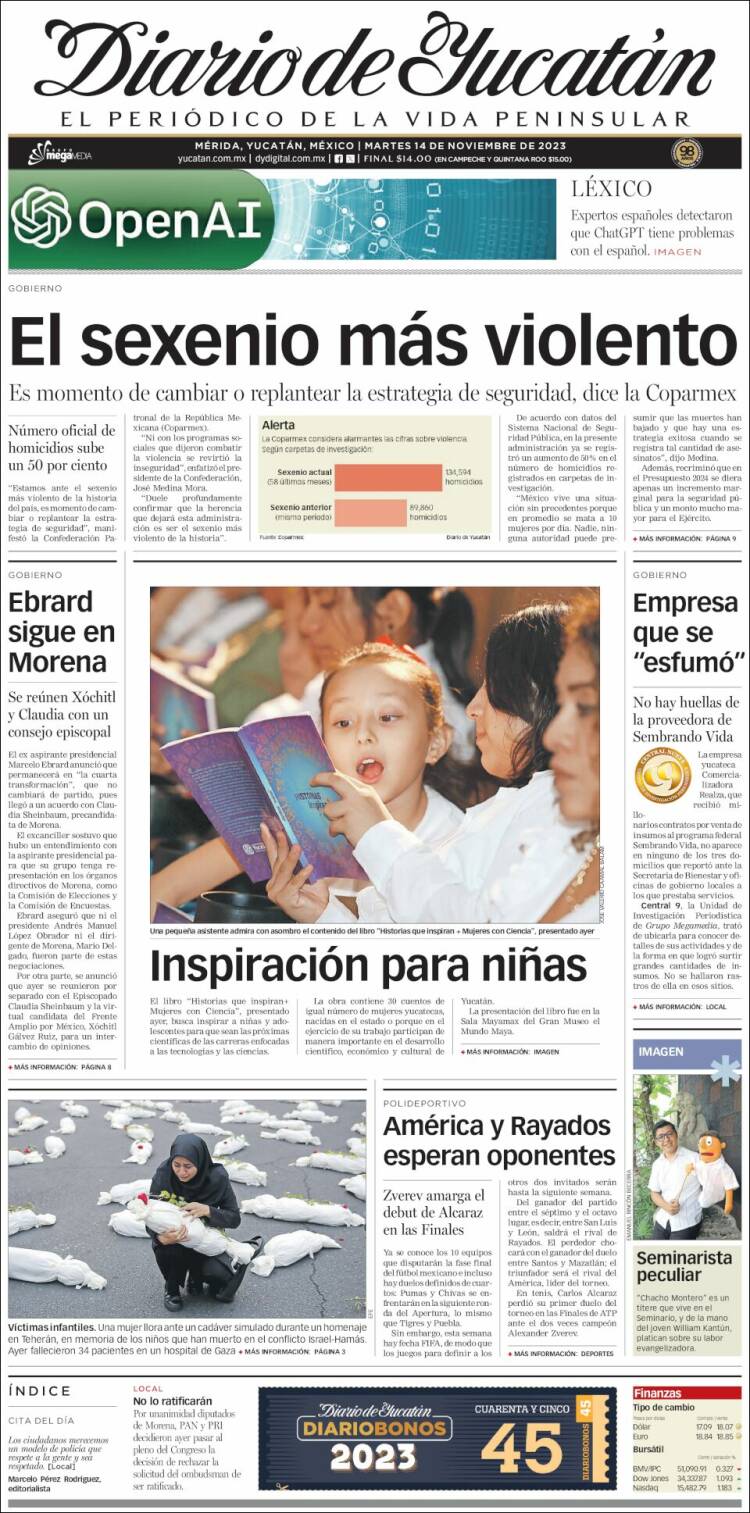 Portada de Diario de Yucatán (M&eacute;xico)