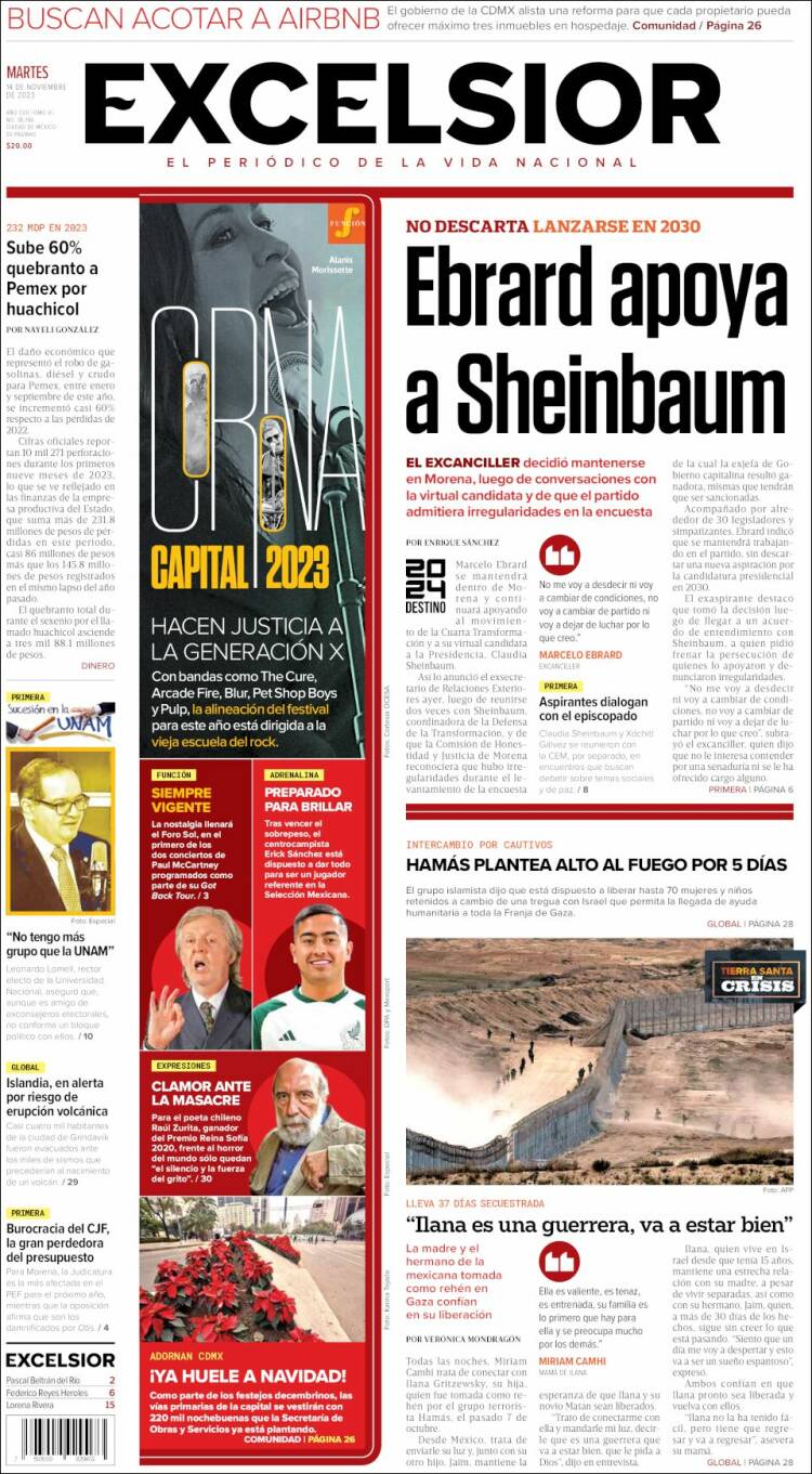 Portada de Excelsior (M&eacute;xico)