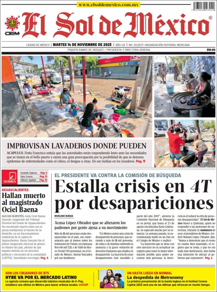 Portada de El Sol de México (M&eacute;xico)