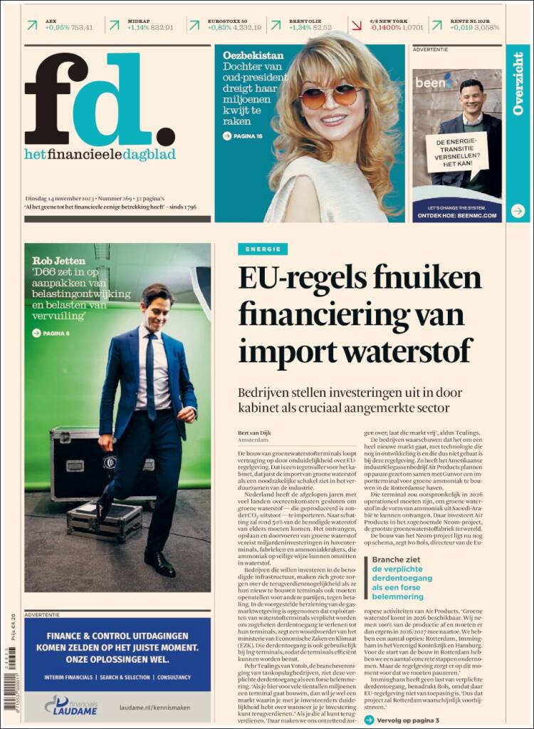 Portada de Het Financieele Dagblad (Pa&iacute;ses Bajos)