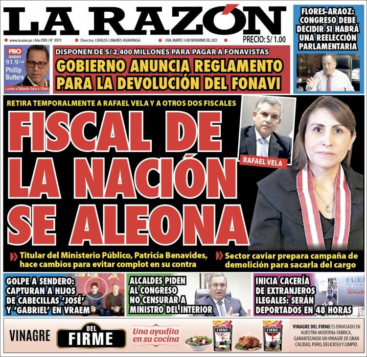 Portada de La Razón (Per&uacute;)