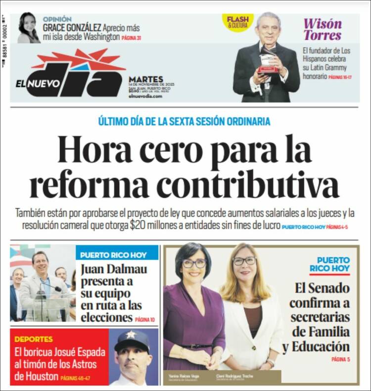 Portada de El Nuevo Día (Puerto Rico)