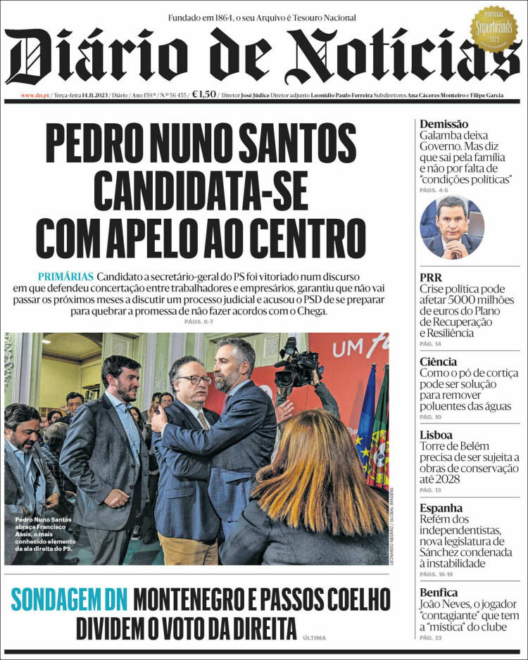 Portada de Diário de Noticias (Portugal)