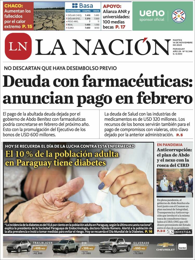 Portada de La Nación (Paraguay)
