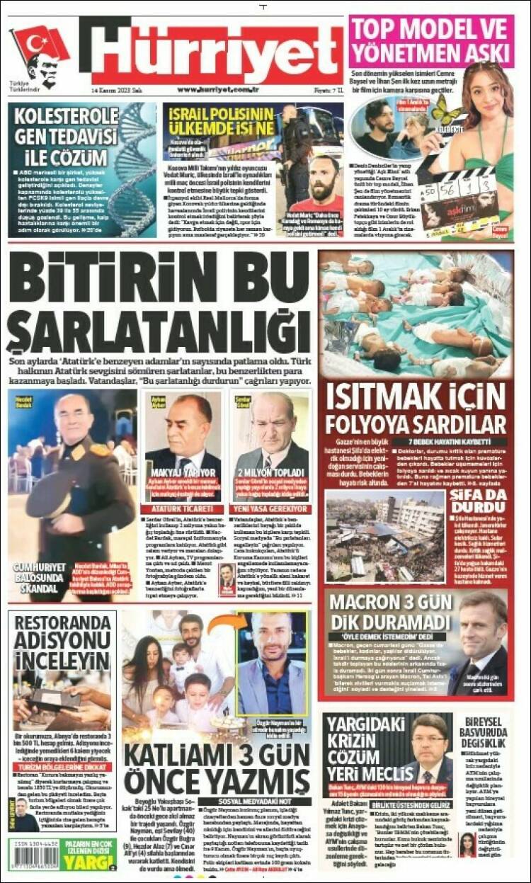 Portada de Hürriyet (Turqu&iacute;a)
