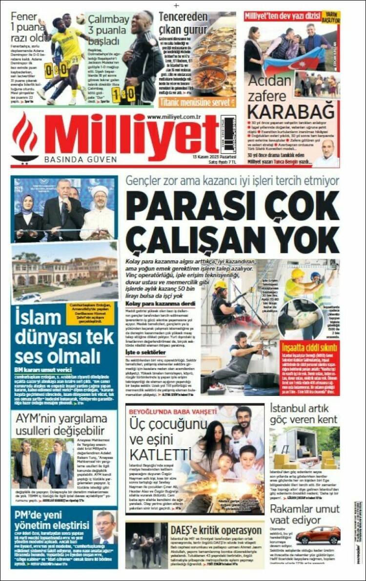 Portada de Milliyet (Turqu&iacute;a)