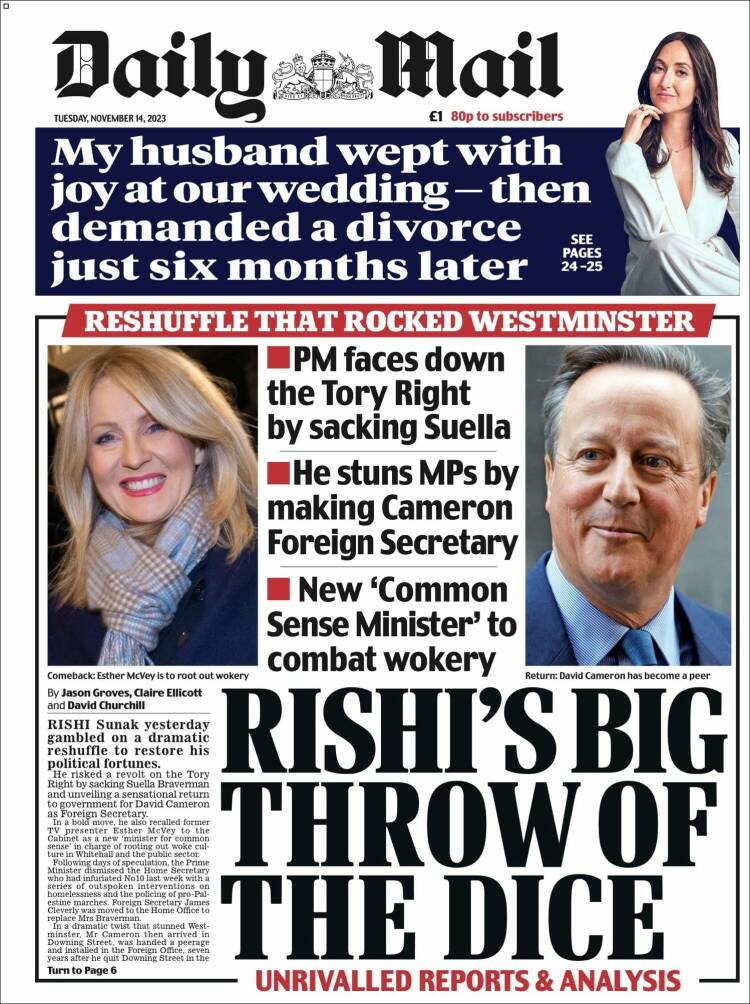 Portada de Daily Mail (Reino Unido)