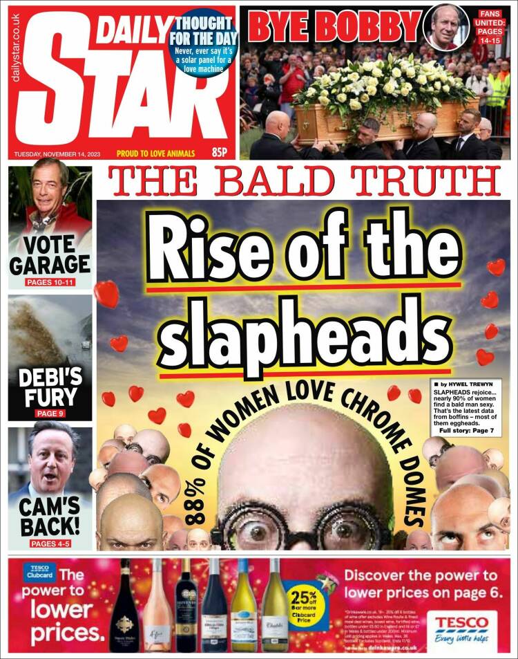 Portada de Daily Star (Reino Unido)