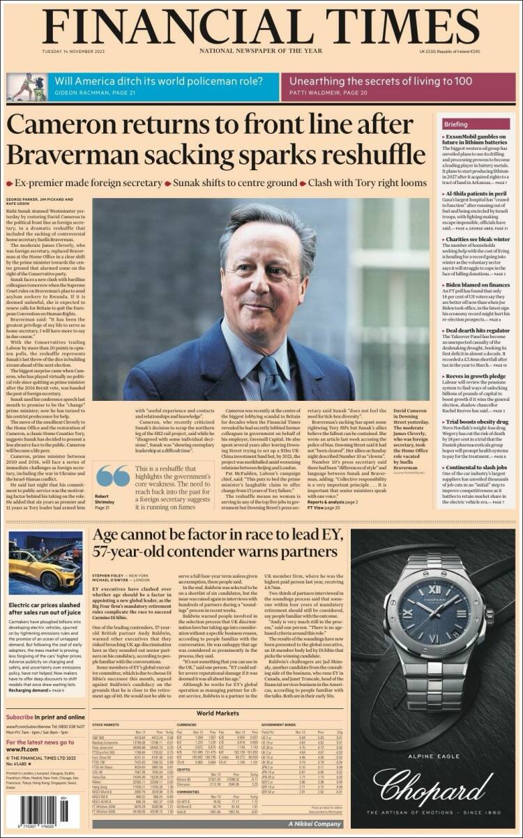 Portada de Financial Times (Reino Unido)