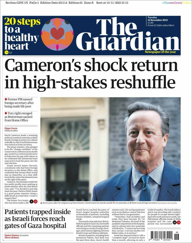 Portada de The Guardian (Reino Unido)