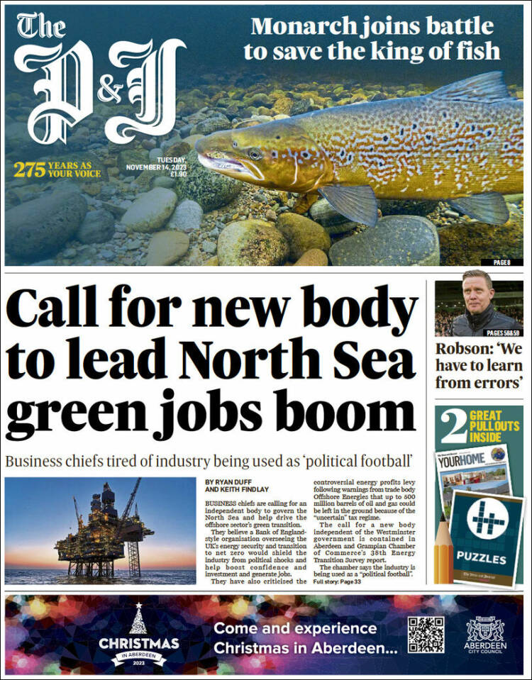 Portada de The Press and Journal (Reino Unido)