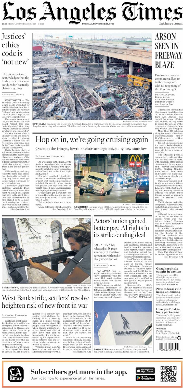 Portada de Los Angeles Times (USA)