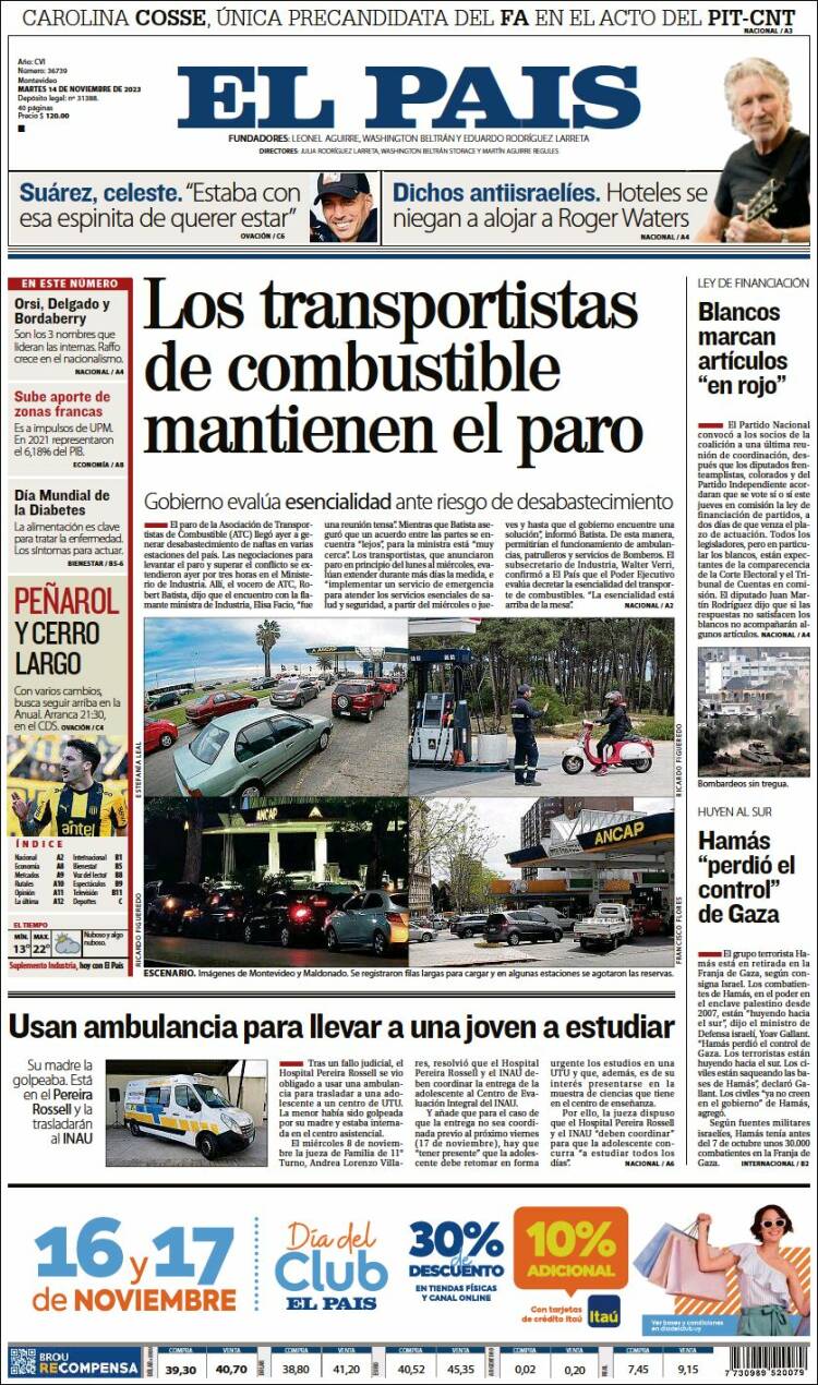 Portada de El País (Uruguay)