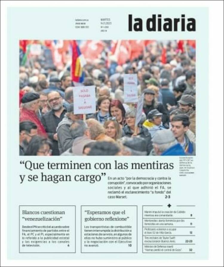 Portada de La Diaria (Uruguay)