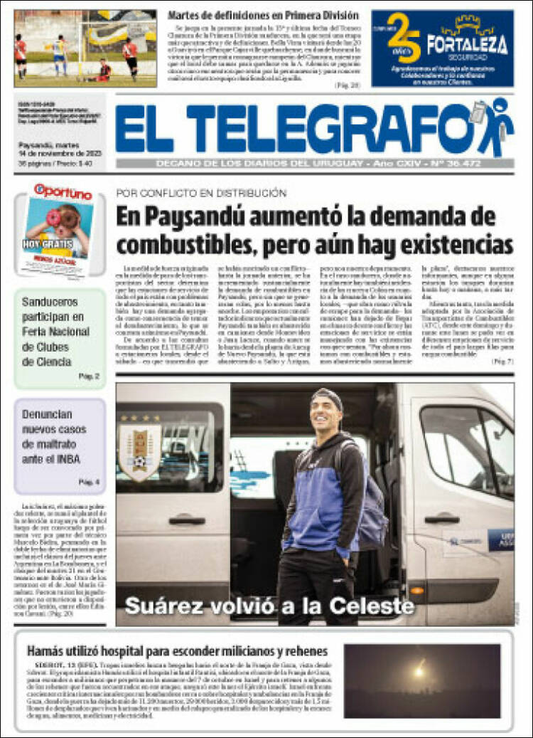 Portada de El Telégrafo (Uruguay)