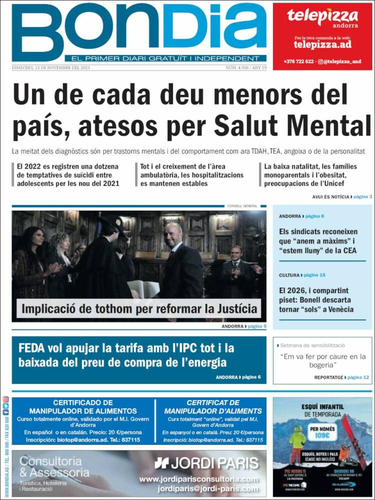 Portada de Diari Bondia (Andorra)