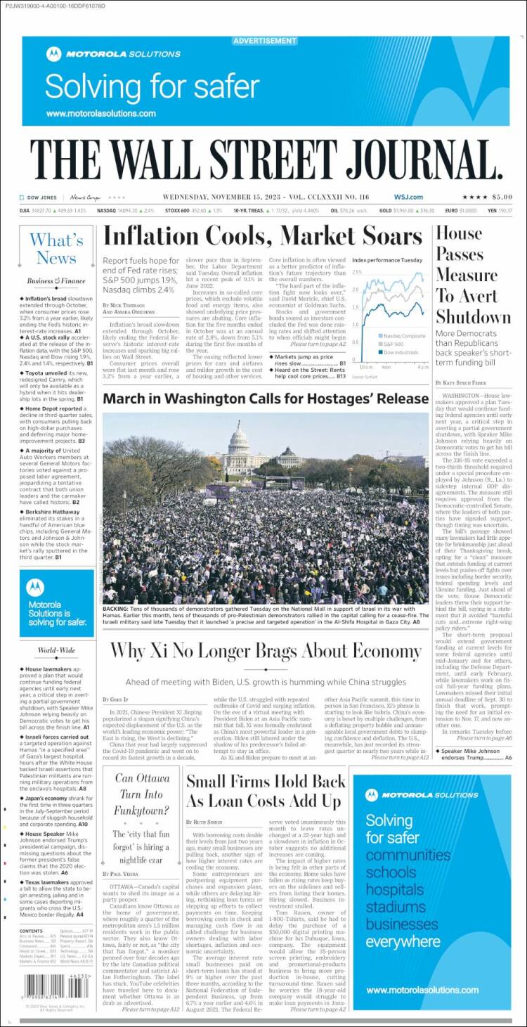 Portada de Wall Street Journal (USA)