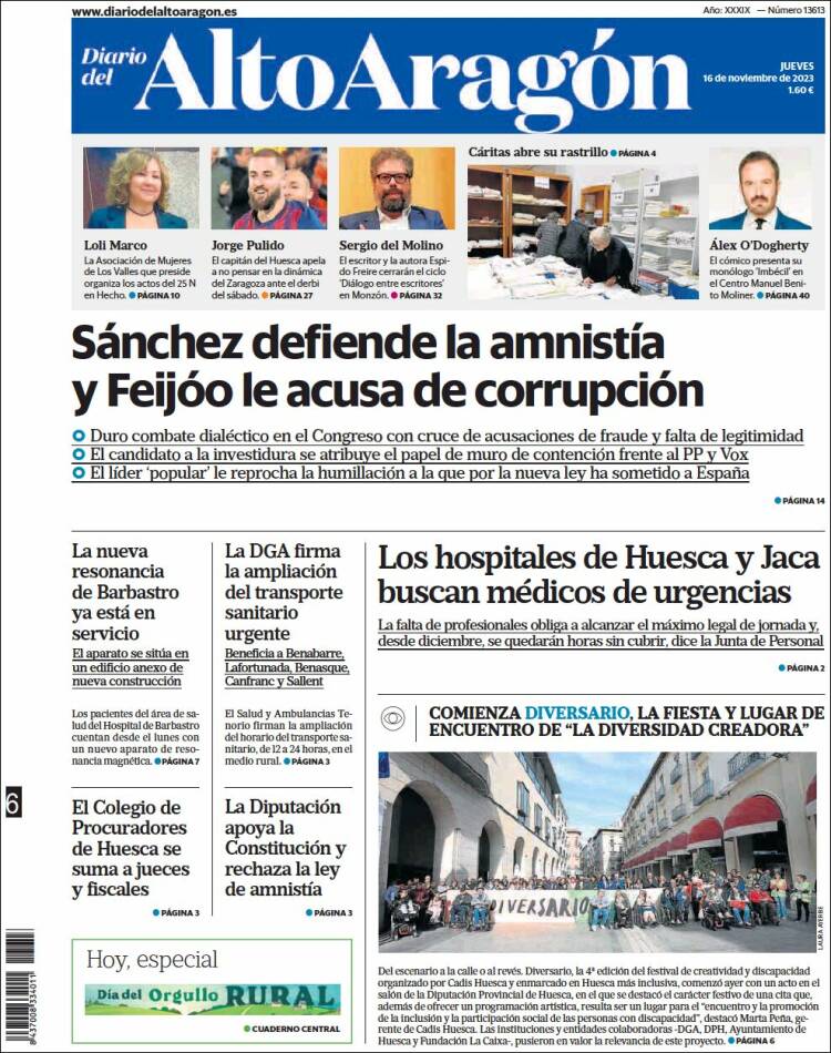 Portada de Diario del AltoAragón (España)