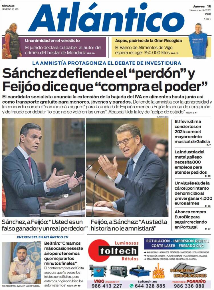 Portada de Atlántico Diario (España)