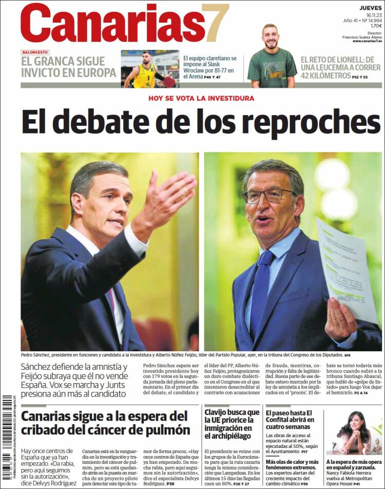 Portada de Canarias 7 (España)