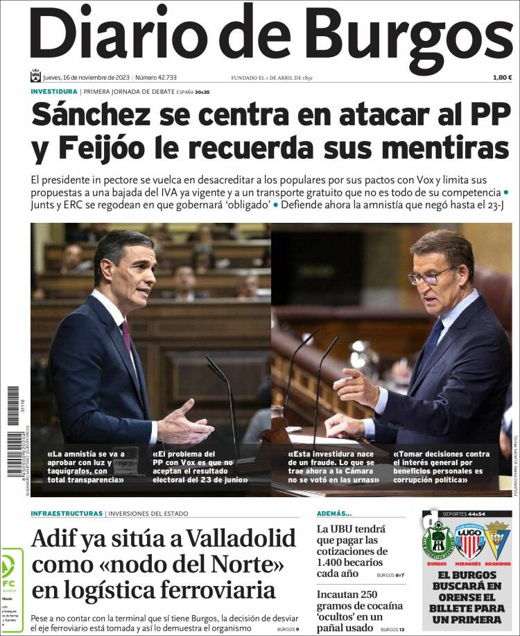 Portada de Diario de Burgos (España)