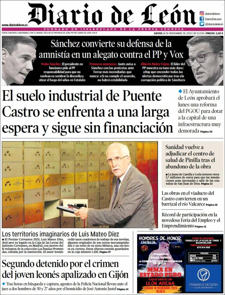 Portada de Diario de León (España)