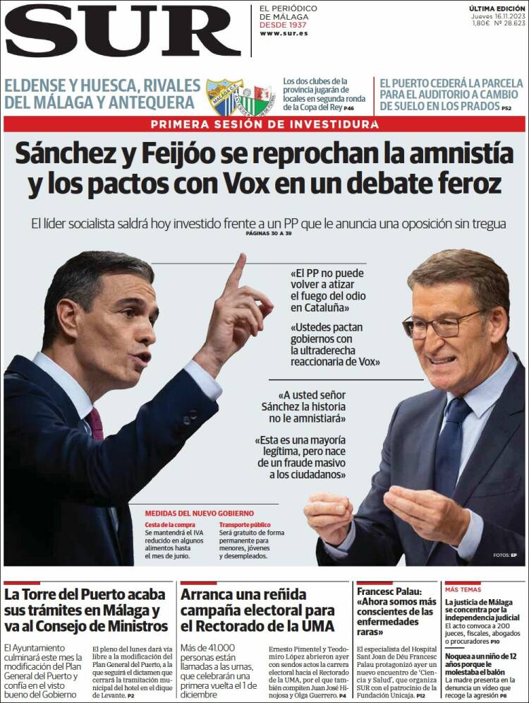 Portada de Diario el Sur (España)