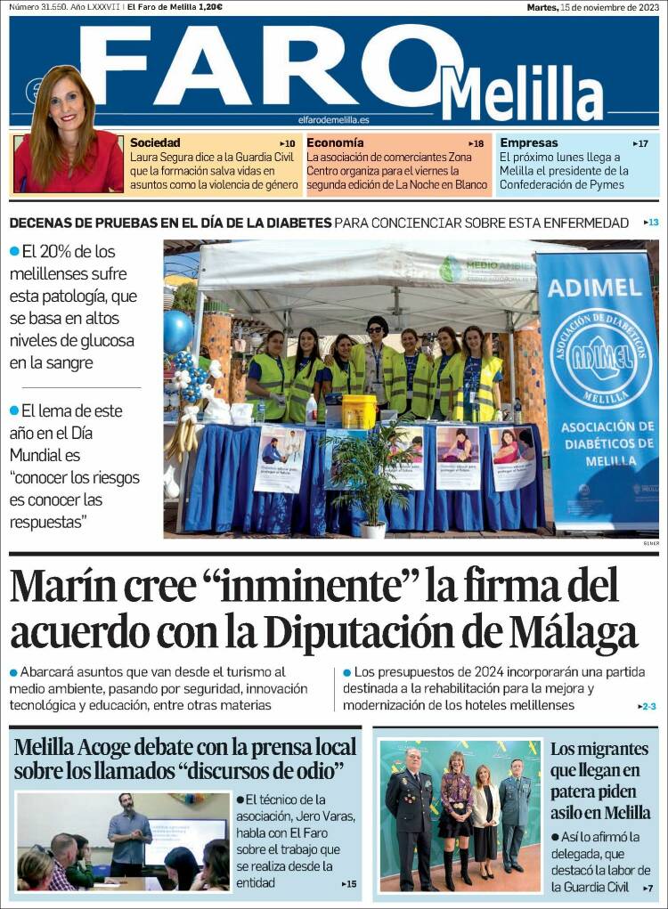 Portada de El Faro de Melilla (España)