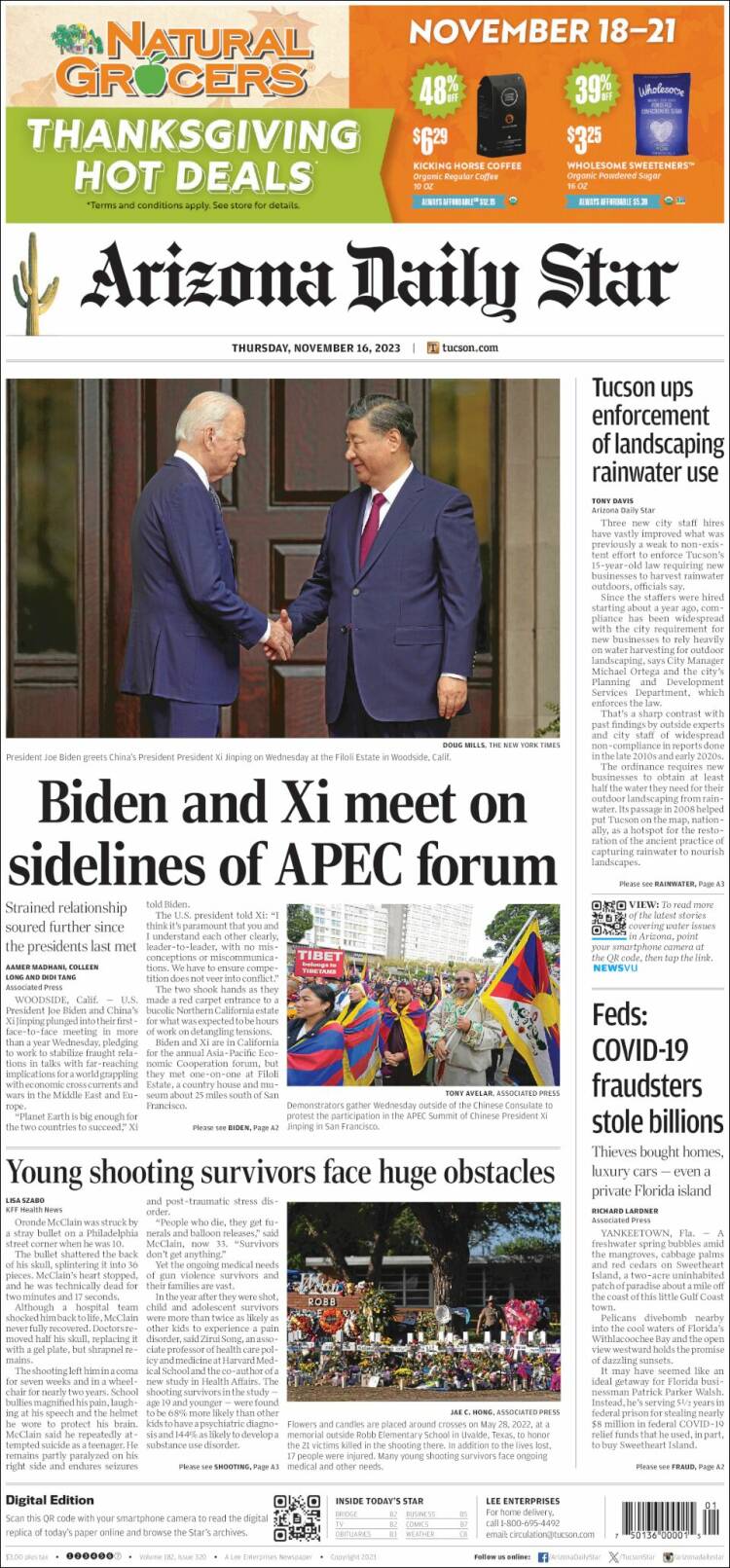 Portada de Arizona Daily Star (USA)