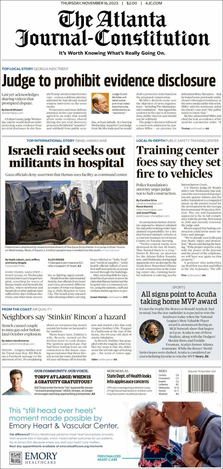 Portada de The Atlanta Journal-Constitution (USA)